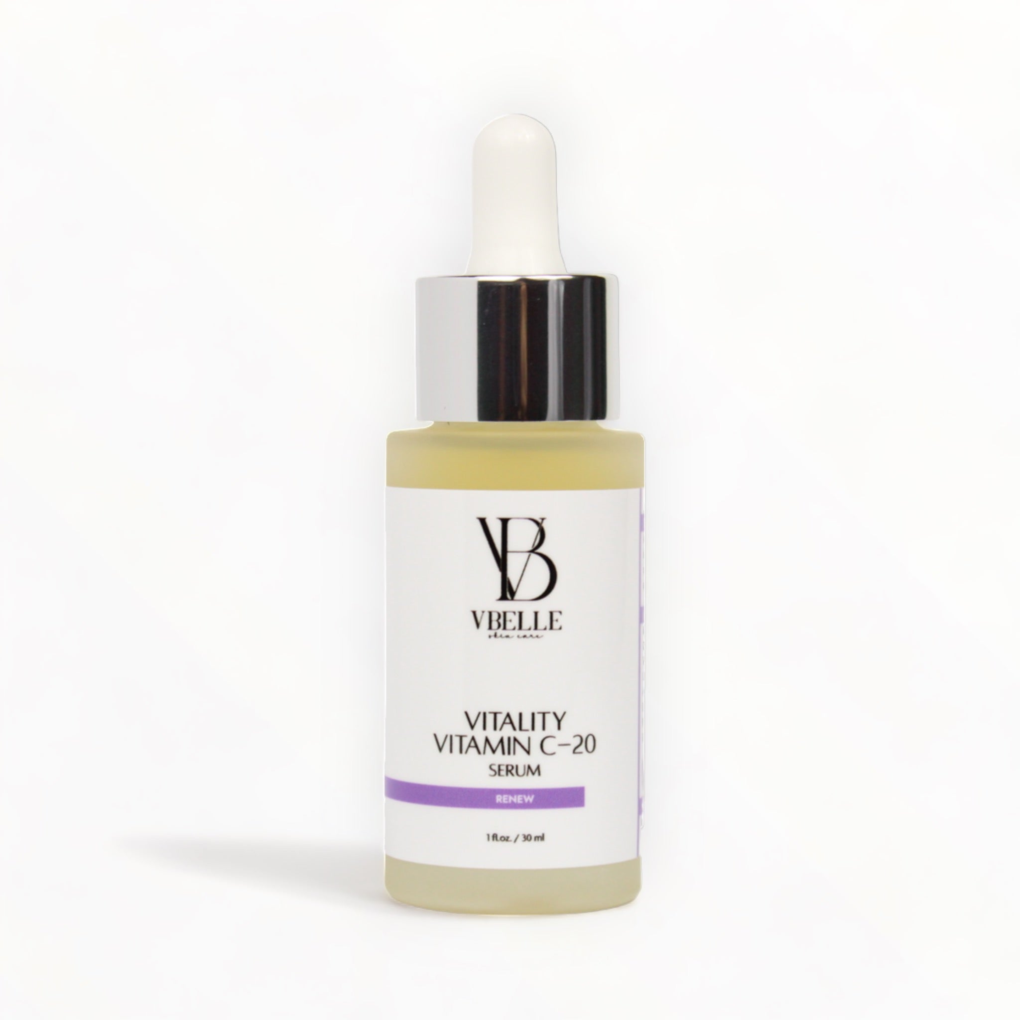 a jar of Vitality Vitamin C-20 on a white multi color background